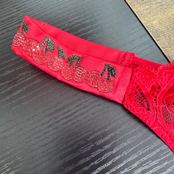 Victoria's Secret Shine Strap Lace Thong Panty Red - Picture 8 of 8